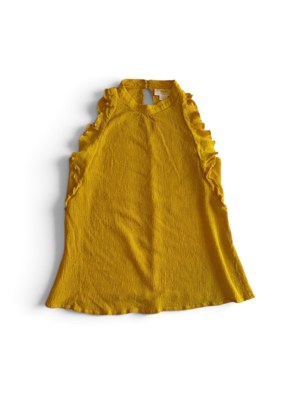 Maeve Anthropologie Mustard Yellow Ruffle Shoulder Dress Top Size Small